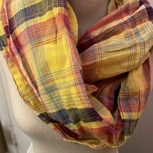 Cotton oblong plaid scarf